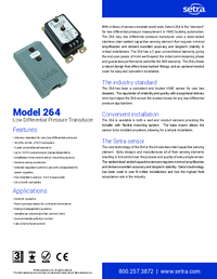 Thumbnail of document Data Sheet - 264 Low Differential Pressure Transducer